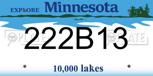 222B13 Minnesota License Plate