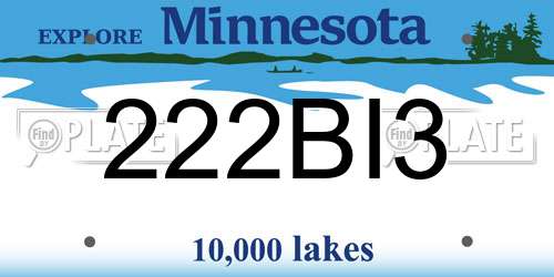 222BI3 Minnesota License Plate