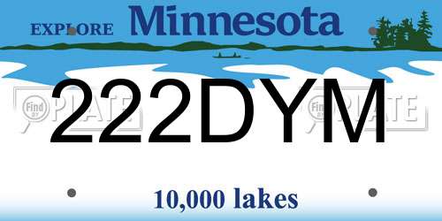 222DYM Minnesota License Plate