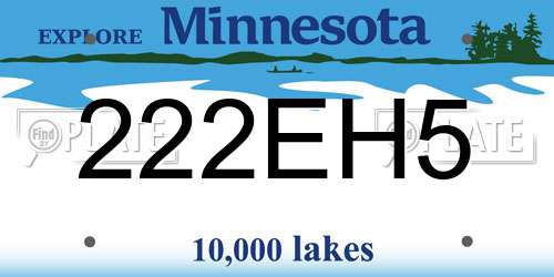 222EH5 Minnesota License Plate