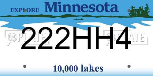 222HH4 Minnesota License Plate