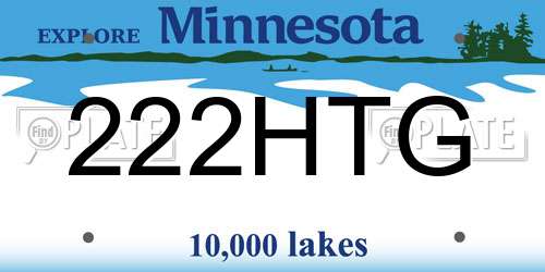 222HTG Minnesota License Plate