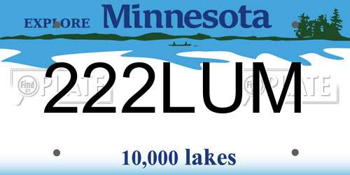 222LUM Minnesota License Plate