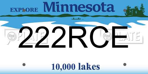 222RCE Minnesota License Plate