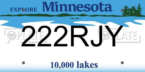 222RJY Minnesota License Plate