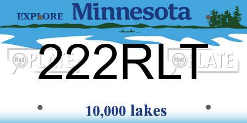 222RLT Minnesota License Plate