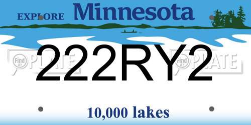 222RY2 Minnesota License Plate