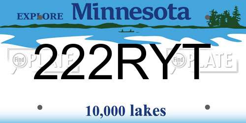 222RYT Minnesota License Plate