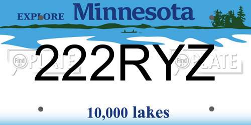 222RYZ Minnesota License Plate