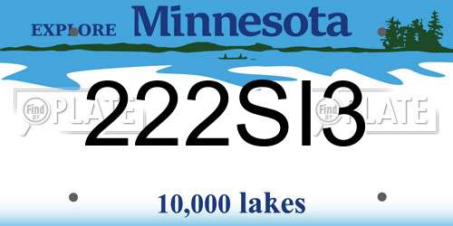 222SI3 Minnesota License Plate