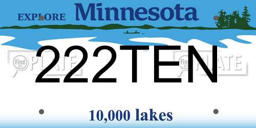 222TEN Minnesota License Plate
