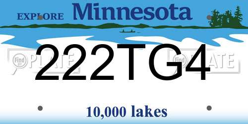 222TG4 Minnesota License Plate