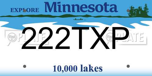 222TXP Minnesota License Plate