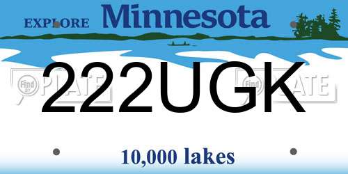 222UGK Minnesota License Plate