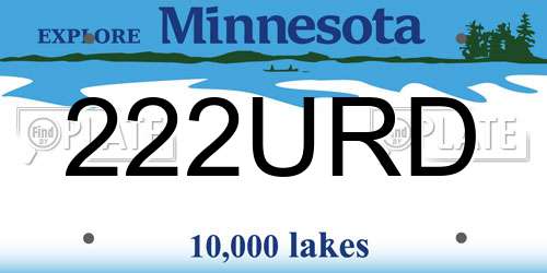 222URD Minnesota License Plate
