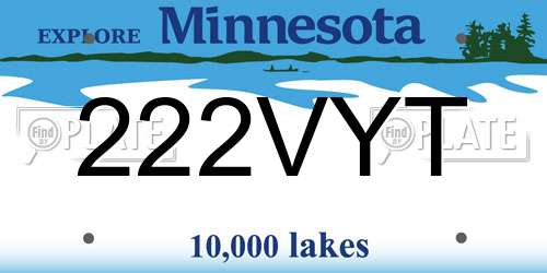 222VYT Minnesota License Plate