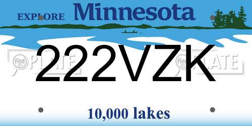 222VZK Minnesota License Plate