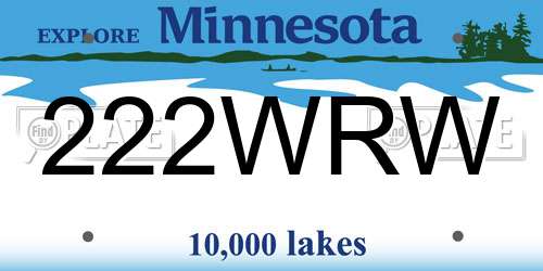 222WRW Minnesota License Plate