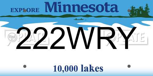 222WRY Minnesota License Plate