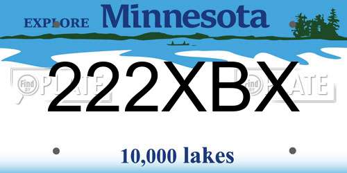 222XBX Minnesota License Plate