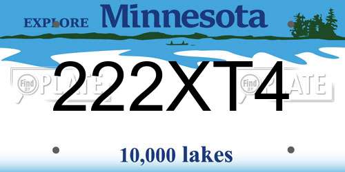 222XT4 Minnesota License Plate