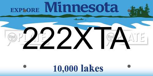 222XTA Minnesota License Plate