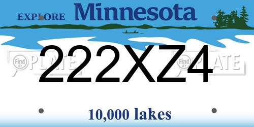 222XZ4 Minnesota License Plate