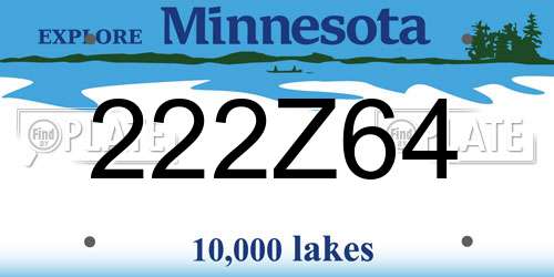 222Z64 Minnesota License Plate