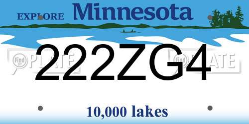 222ZG4 Minnesota License Plate