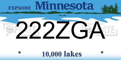 222ZGA Minnesota License Plate