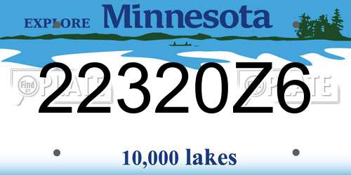 22320Z6 Minnesota License Plate