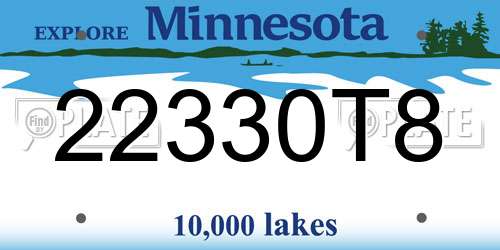22330T8 Minnesota License Plate