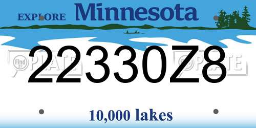 22330Z8 Minnesota License Plate