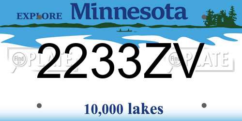 2233ZV Minnesota License Plate