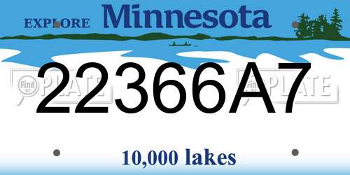 22366A7 Minnesota License Plate