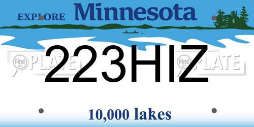 223HIZ Minnesota License Plate