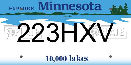 223HXV Minnesota License Plate