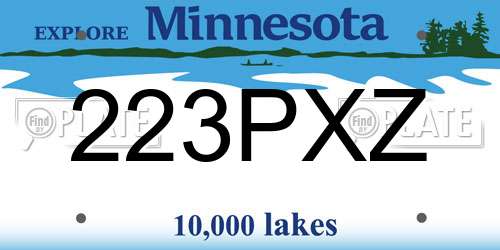 223PXZ Minnesota License Plate