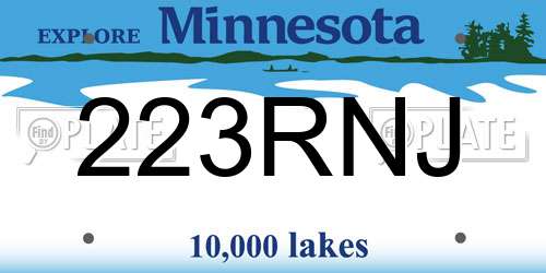 223RNJ Minnesota License Plate