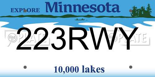 223RWY Minnesota License Plate