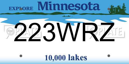 223WRZ Minnesota License Plate