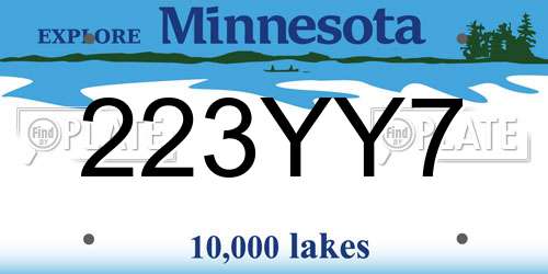 223YY7 Minnesota License Plate