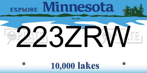 223ZRW Minnesota License Plate