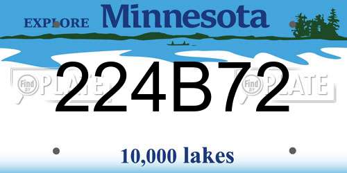 224B72 Minnesota License Plate