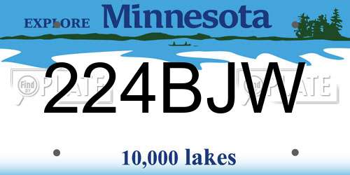 224BJW Minnesota License Plate