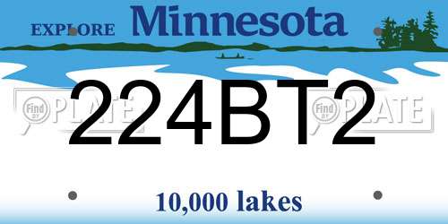 224BT2 Minnesota License Plate