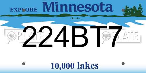 224BT7 Minnesota License Plate