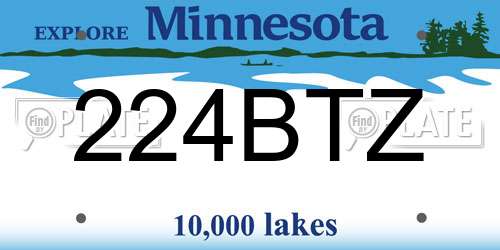 224BTZ Minnesota License Plate