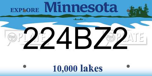 224BZ2 Minnesota License Plate