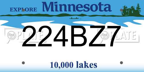 224BZ7 Minnesota License Plate